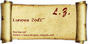 Lunova Zoé névjegykártya